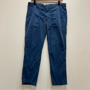 Nili Lotan Jenna Twill Pants 10 Slim Crop Frayed Hem Tapered Blue
